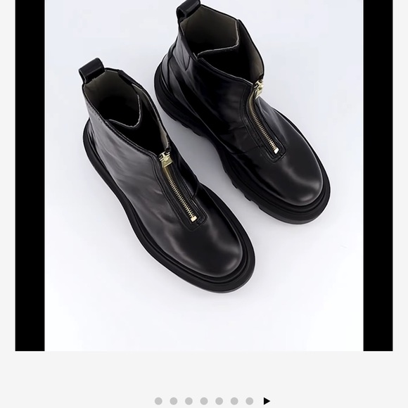 NWT All Saints Othello Black Leather Lug Sole Booties with Gold Zipper - sz 8 - Picture 11 of 16